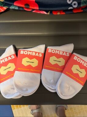 Bombas White No-Show Lightweight Athletic Socks (4 Pairs)